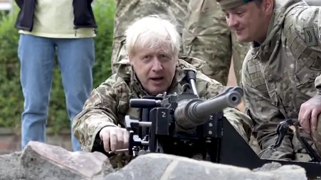 Boris Johnson appeared thrilled in his visit to troops in North Yorkshire