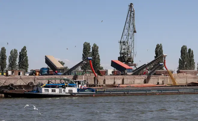 Grain being loaded in Odesa on Thursday