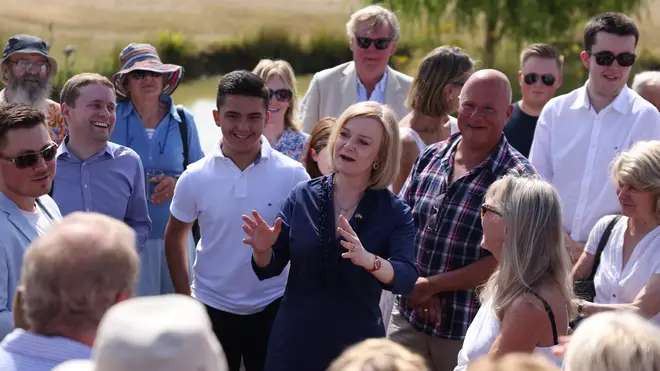 Liz Truss, pictured on Saturday at a campaign event in Marden, has also promised measures to tackle immigration