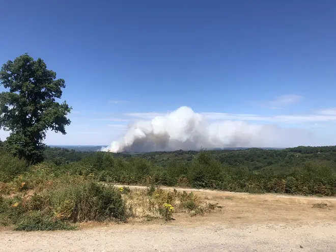 The smoke is visible from miles away