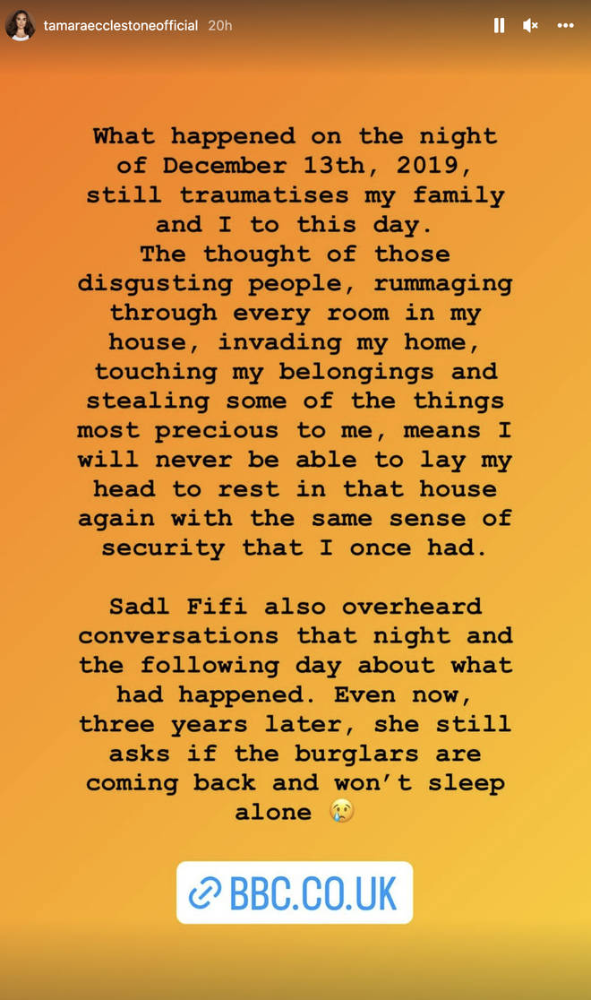 Tamara Ecclestone spoke about the raids on Instagram
