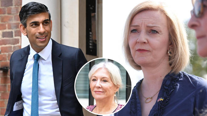 Nadine Dorries, who is backing Liz Truss (right) for PM, has mocked the former chancellor Rishi Sunak for his expensive taste.