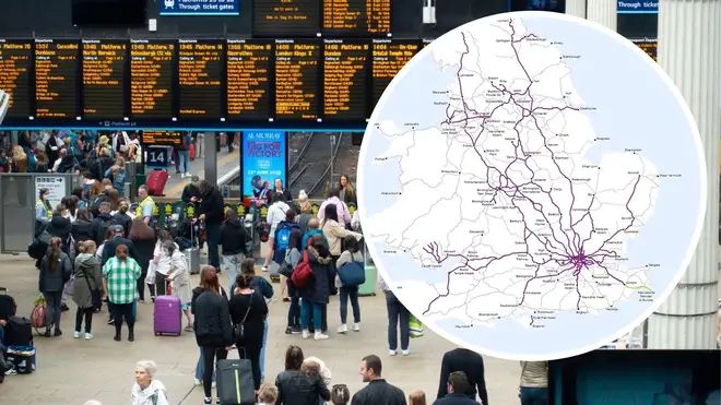 Network Rail has released a map which shows which train lines will be affected on Wednesday.