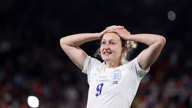Ellen White reacts after England beat Sweden in the Euro 2022 semi-final.