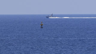 An Israeli navy vessel patrols in the Mediterranean Sea