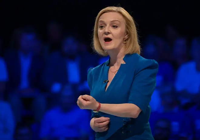 Liz Truss speaks during the second Conservative Party members' hustings.
