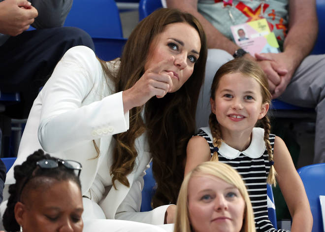 Charlotte joined her parents to watch the Commonwealth Games on Tuesday
