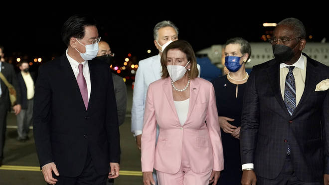 Nancy Pelosi lands in Taiwan