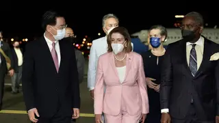 Nancy Pelosi lands in Taiwan