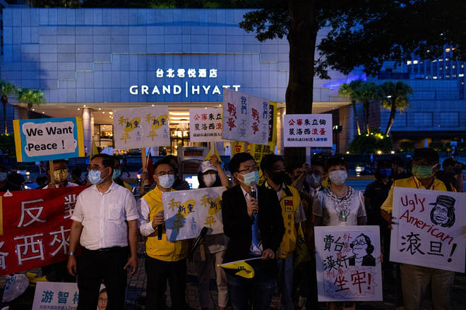 A protest against Nancy Pelosi's arrival in Taiwan