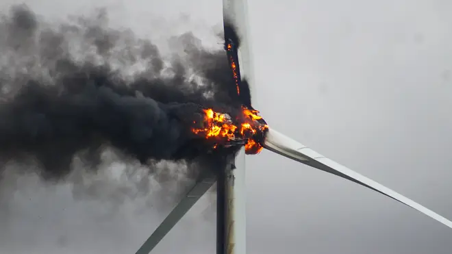 Plumes of smoke came from the turbine.