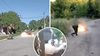 Videos show Ukrainians using sticks, tyres and bricks to detonate landmines