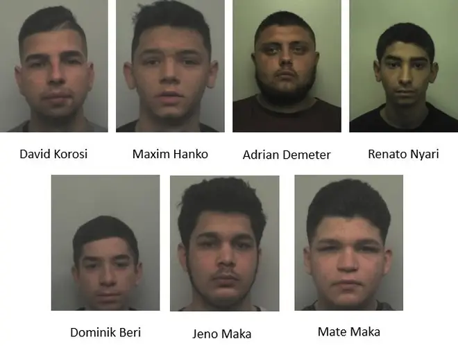 The seven men jailed for raping and sexually assaulting three 13-year-old girls.