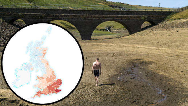 A new map has revealed the every area in the UK at risk from a hosepipe ban