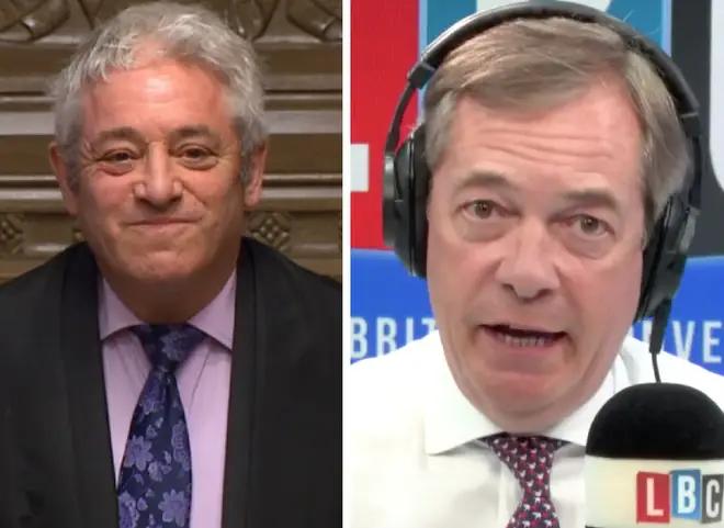 Nigel Farage ripped into John Bercow on Wednesday night