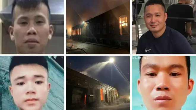 Uoc Van Nguyen, 31 (top left), Cuong Van Chu, 39, (top right), Nam Thanh Le, 21 (bottom left) and Duong Van Nguyen, 29 (bottom right), were all believed to have been inside a mill when a blaze ripped through the building.