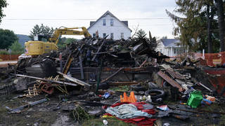A house that was destroyed by a fatal fire in Nescopeck, Pennsylvania