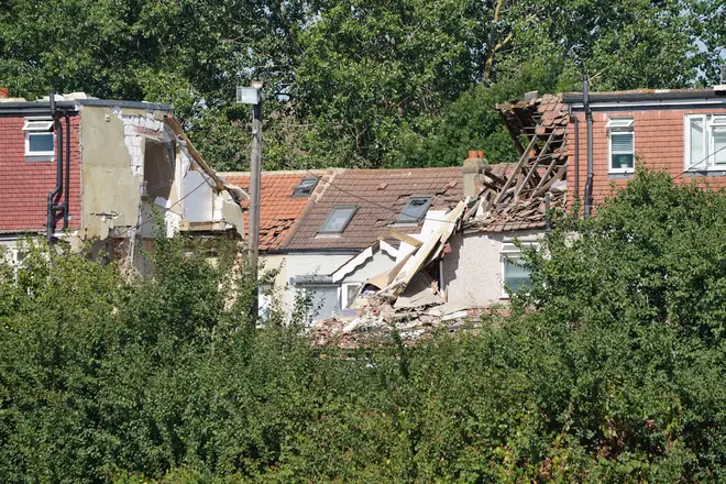 A terraced house in Thornton Heath collapsed in the explosion with the roof caving in, while neighbouring properties were also damaged.