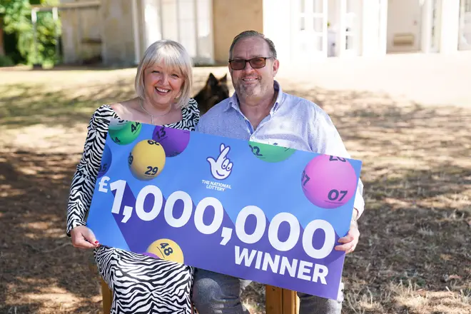 NHS worker Maxine Lloyd and fiance Wayne Tilbury celebrate their £1m lottery win