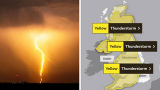Thunder and lightning will be possible on Monday following the four-day heatwave.