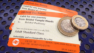Train tickets and coins