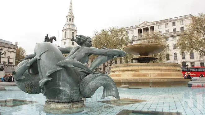 A water fountain in Trafalgar Square, central London, was previously turned off due to the hosepipe ban