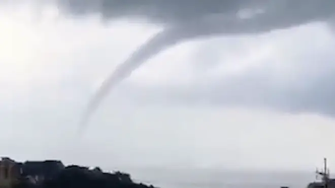 The waterspout tornado hit Cornwall
