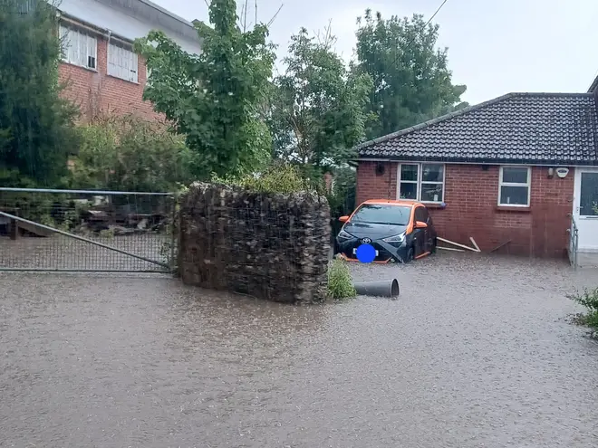 Flooding in Port Talbot, Wales on Tuesday