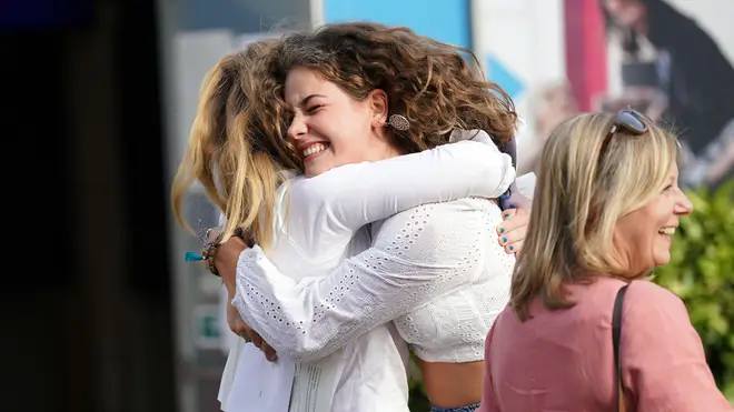Millie Clark celebrates her results at Norwich School