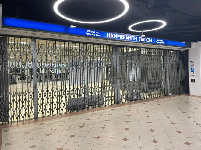 Hammersmith station is one of many completely closed on Friday