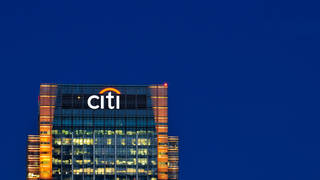 A view at night of the Citigroup Centre in London