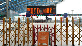 Closed platforms at Waterloo Station in London