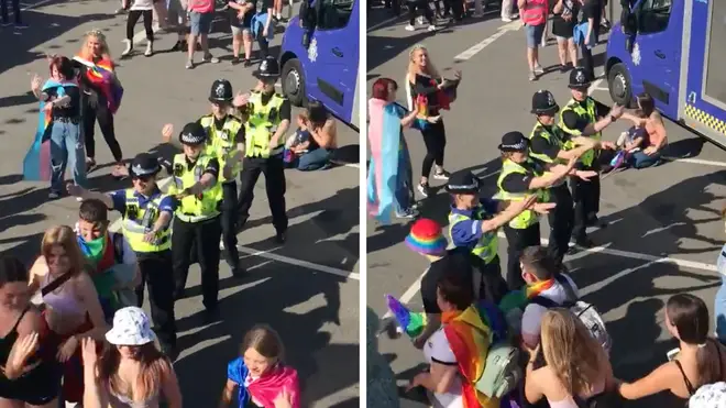 Police were seen doing the dance at pride