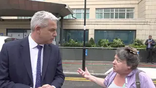 'People are dying and you've done bugger all': Woman confronts Health Sec in the street over NHS waits