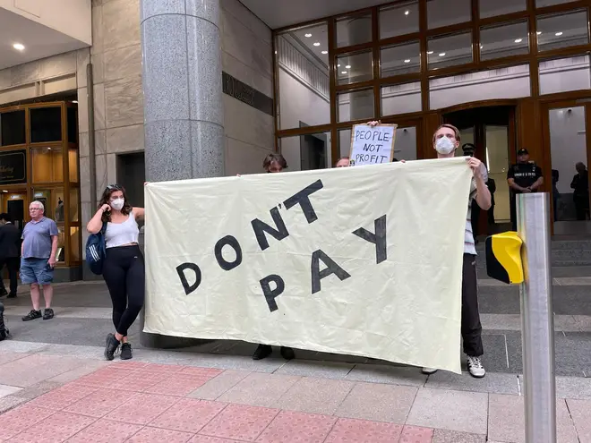 The protest was organised by Don&squot;t Pay, a grassroots movement describing its aim as "building a mass non-payment strike of energy bills starting on October 1"