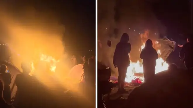 Campsites were set alight in the chaos