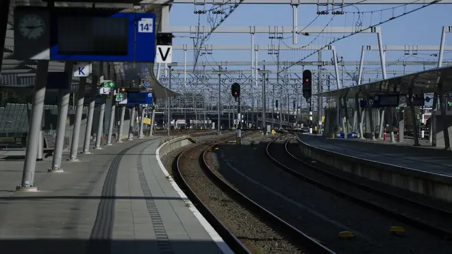Deserted railway platforms at Utrecht Central station as train services came to a near standstill in the latest in a series of strikes by railway workers hit the Netherlands