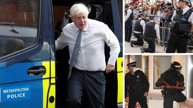 Boris Johnson hails '38% drop in neighbourhood crime' and defends police against 'too woke' claims