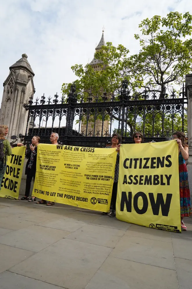 Around 50 protesters demonstrated across the Palace of Westminster