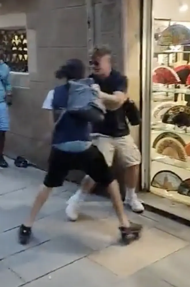 The British tourist bravely tried to fight the gang after they robbed his bag.