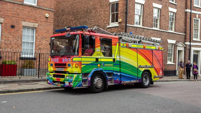 Cheshire Fire Service at a pride event in 2018.