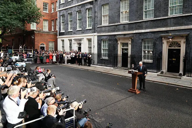 Boris Johnson's farewell speech outside Number 10.