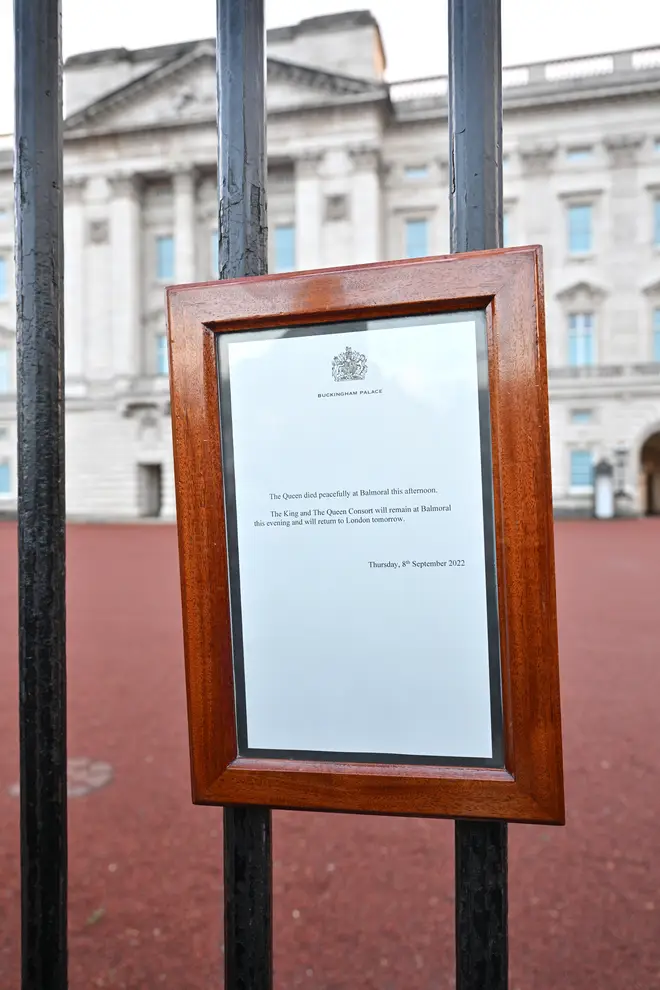 The Queen's death was announced via a board at Buckingham Palace