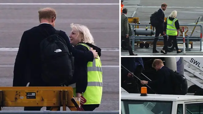 Prince Harry was seen consoling an airport worker