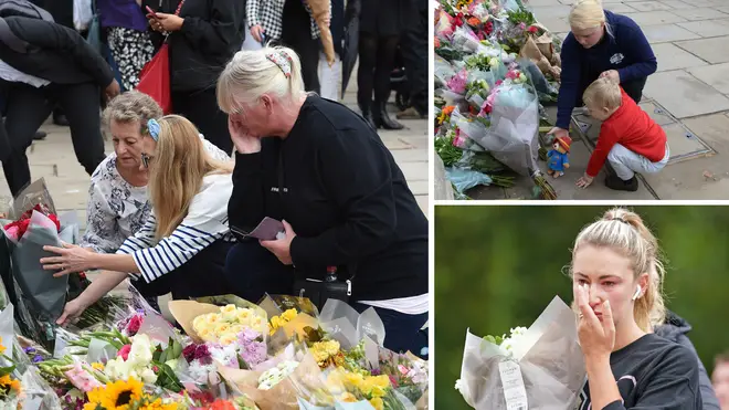 Tearful mourners have gathered outside the royal residences up and down the UK