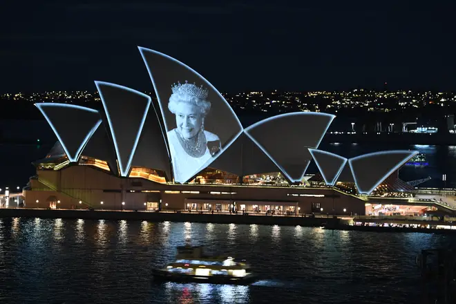 The Queen's image was projected onto the sails of the Sydney Opera House in Australia.