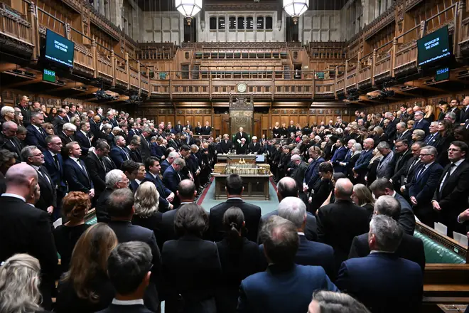 MPs observe one minute's silence in memory of Her late Majesty Queen Elizabeth II.