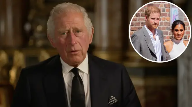 King Charles, speaking in a pre-recorded message, said he wanted to "express my love" for Prince Harry and Meghan "as they continue to build their lives overseas."