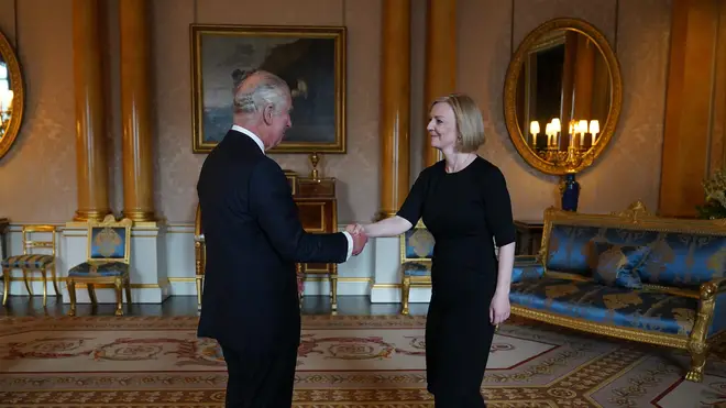 King Charles shook hands with Ms Truss at Buckingham Palace