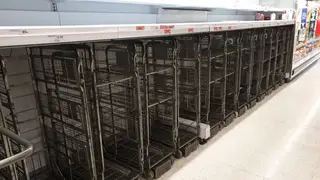 Supermarket shelves empty of milk